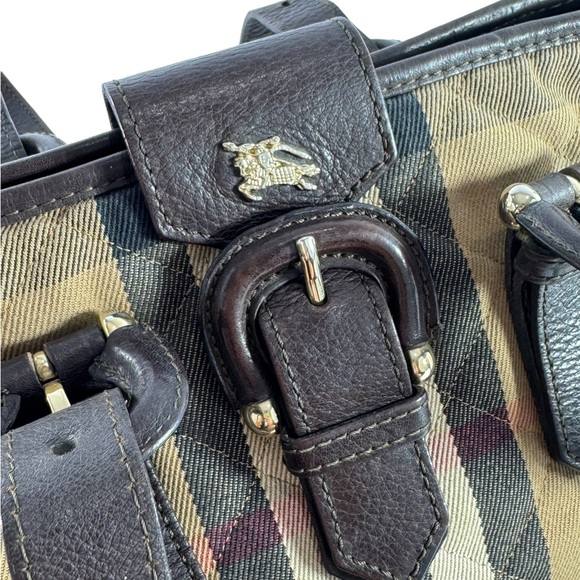 BURBERRY Multicolor Canvas Quilted House Check Manor Tote Bag Made in Italy - Picture 10 of 17